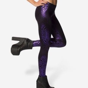 Blackmilk Geometric Floral Violet Leggings BNWT